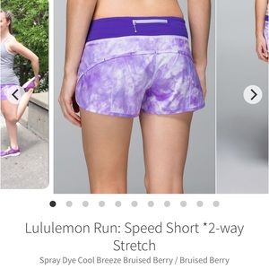 Lululemon Run: Speed Short Spray Dye Cool Breeze Bruised Berry Athletic Gym Run